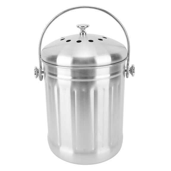 LAZIOEGR Stainless Steel Compost Bin with Charcoal Filter, Large Handle, Easy Clean, Modern Kitchen Design