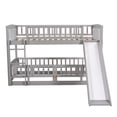 thumbnail image 3 of Bunk Bed with Slide,Full Over Full Low Bunk Bed Can Be Converted into Loft Bed with Fence and Ladder,Solid Wood with Ladder and Fun Small Door,for Toddler Kids Teens,White, 3 of 7