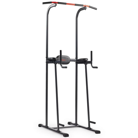 Sunny Health & Fitness Multi-Function Compact Power Tower 300 LB Weight Capacity Strength Training Fitness Equipment with Captains Chair, Dip Station, Pull Up Bar, Push Up & Core Workout - SF-XF924016