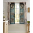 thumbnail image 4 of Turquoise Vintage Door Sheer Curtains 45 Inch Length 2 Panels Set for Living Room/Bedroom, Countryside Barn Abstract Art Kitchen Curtains Grommet Semi-Sheer Curtains Window Treatments 42"x45"x2, 4 of 7
