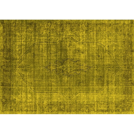 Ahgly Company Machine Washable Indoor Rectangle Oriental Yellow Industrial Area Rugs, 2' x 3'