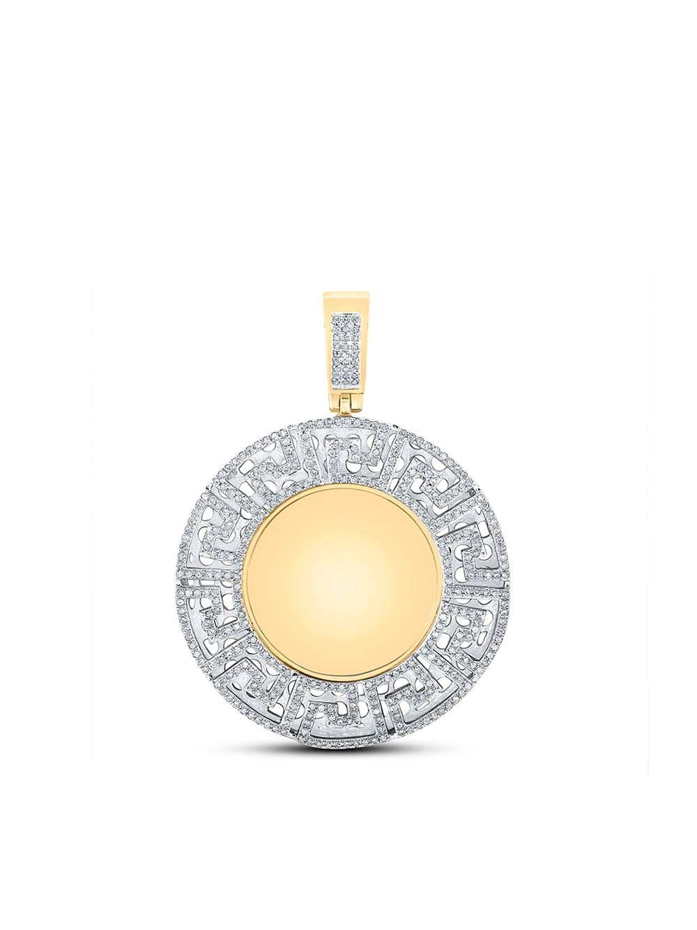 Macey Worldwide Jewelry 10k Yellow Gold Mens Diamond Greek Key Memory