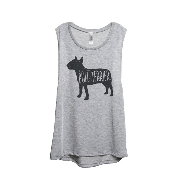 Thread Tank Bull Terrier Dog Silhouette Women's Sleeveless Muscle Tank Top Sport Grey Small