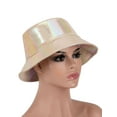 thumbnail image 2 of Deago Unisex Fashion Bucket Hat Beach Sun Hat PU Leather Rain Hat Waterproof Fishmen Cap for Men Women (Yellow), 2 of 8