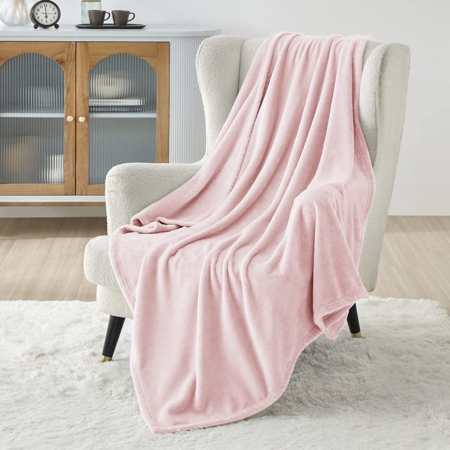 Manta polar para cama, color rosa, tamaño doble, 150 x 200 cm, 300 g/m²