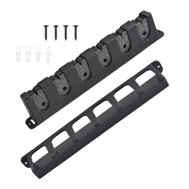 Soporte de pared para cañas de pescar, organizador para 6 cañas, soporte para bastones de esquí Negro Vertical