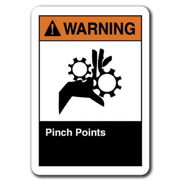 Warning Sign - Pinch Points 7"x10" Plastic Safety Sign ansi osha