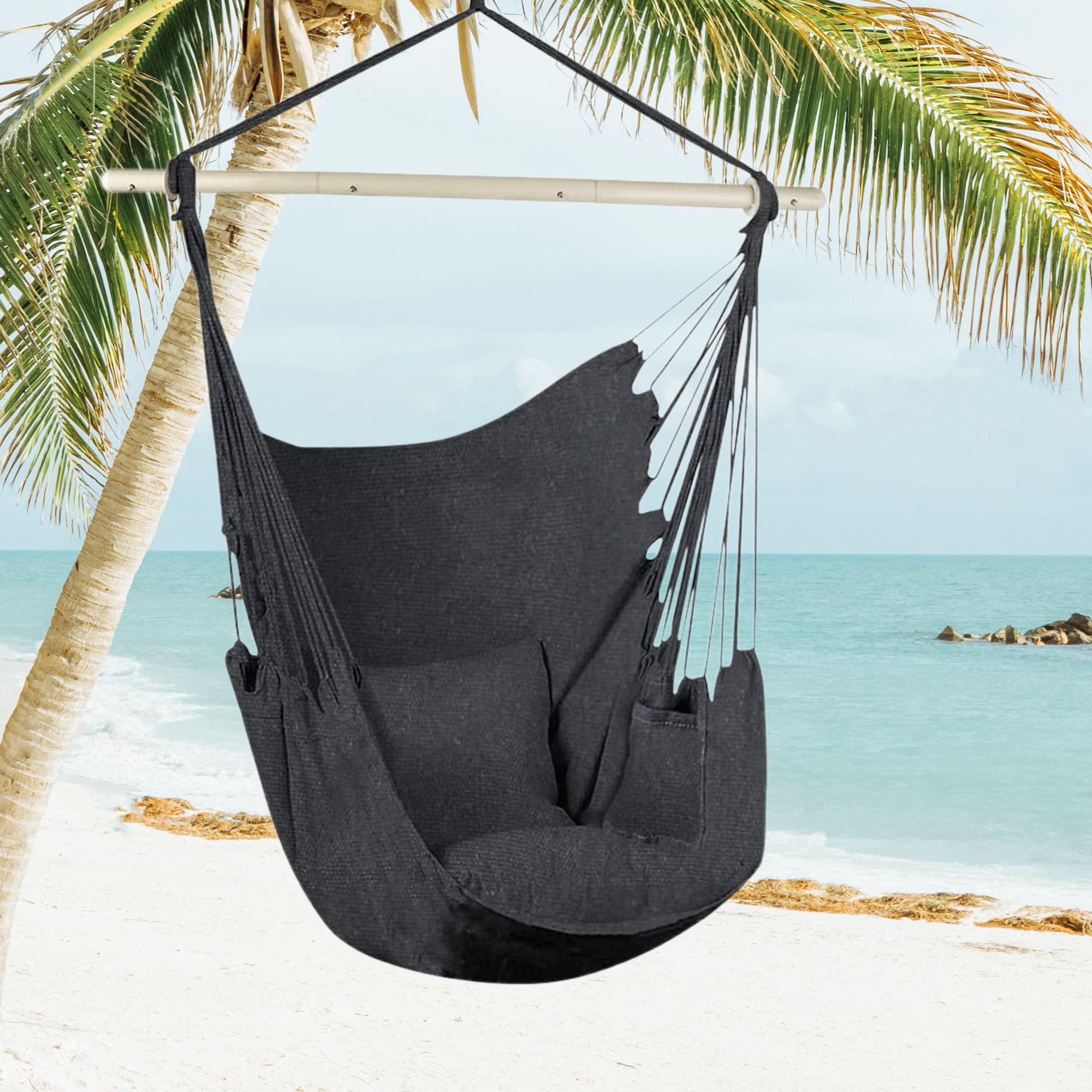 Kepooman Cotton Canvas Hammock Hanging Rope Chair, Hanging Bubble 
