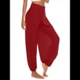 thumbnail image 3 of Pantalones Harén con Abertura Alta para Mujer, Pantalones Harén Hippies. Vino Tinto S, 3 of 7