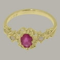 thumbnail image 6 of LBG British Made 10k Yellow Gold Natural Ruby & Opal Womens Trilogy Ring - 33 size options - Size 11.25, 6 of 8