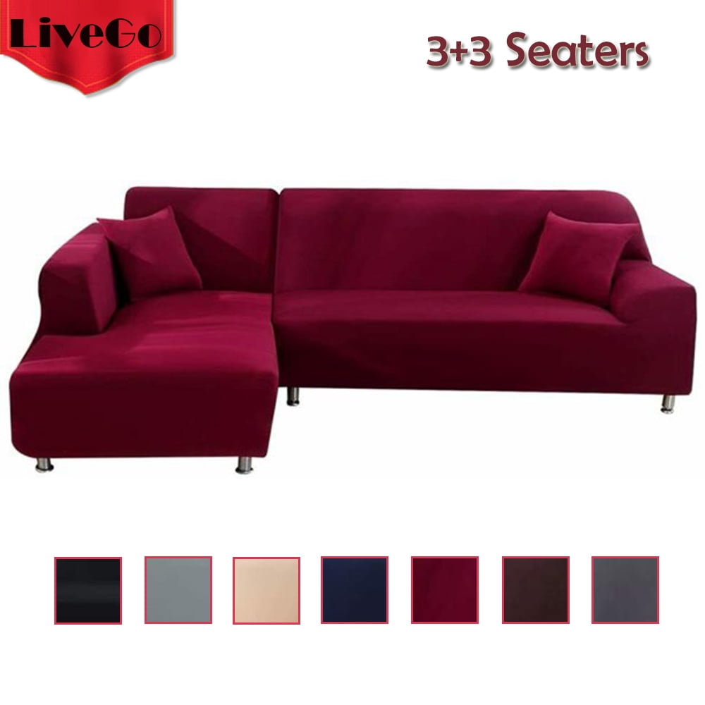 LiveGo L Shape Sofa Covers Sectional Sofa Couch Covers 2Pcs Stretch