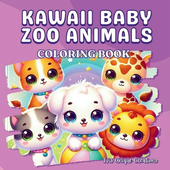 Kawaii Baby Zoo Animals, Coloring book, (Paperback)