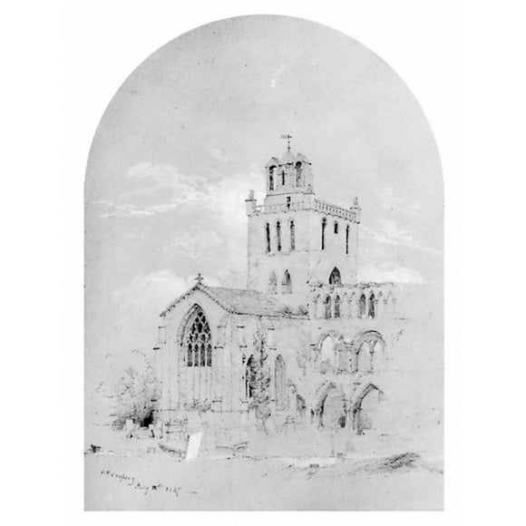 Jedburgh Abbey (from Cropsey Album) Poster Print by Jasper Francis Cropsey (American, Rossville, New York 1823 �1900 Hastings-on-Hudson, New York) (18 x 24)
