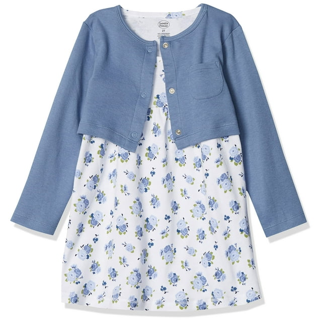 Luvable Friends Bebé Niñas Y Cárdigan Vestido Casual Azul Floral 3T Us