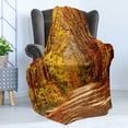 thumbnail image 4 of Fall Soft Flannel Fleece Throw Blanket, Scenic View Outdoors Empty Roadway Surrounded with Deciduous Trees Image, Cozy Plush for Indoor and Outdoor Use, 50" x 60", Redwood Yellow Orange, by Ambesonne, 4 of 5