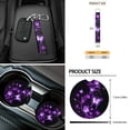 thumbnail image 7 of Jeiento Butterfly 12 PCS Car Accessories Front Car Seat Covers Set Steering Wheel Seat Belt Covers Armrest Pad Trash Bin Sunglass Pocket Purple Rear View Mirror Cover Cup Coasters Keychain for Van, 7 of 7