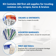 First Aid Only Comprehensive 260-Piece All-Purpose Emergency First Aid Kit for Home and Travel Use