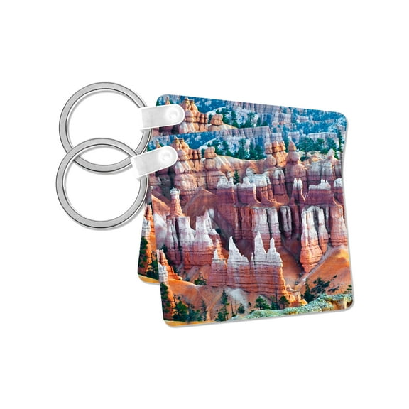 3dRose, Utah. Hoodoo formations in Bryce Canyon National Park., set of 2 Key Chains