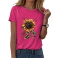 thumbnail image 3 of vigerkar Women's Sunflower Graphic T-Shirts Boho Wildflowers Tee Tops Summer Vintage Short Sleeve Casual Holiday Tops (Hot Pink, M), 3 of 5