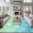 thumbnail image 3 of 5'x7' Area Rugs for Living Room Bedroom, Teal Blue Ombre Coastal Washable Rug Carpet Runner Indoor Outdoor, Sea Nautical Summer Beach Starfish Coral Non Slip Floor Mats Area Rug for Kitchen, Nursery, 3 of 8
