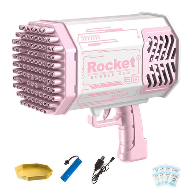 69/109s Holes Bubble Machine Gun, LED Gatling Bubble Blaster, Outdoor Toy Gifts for Kids Adults Wedding Party