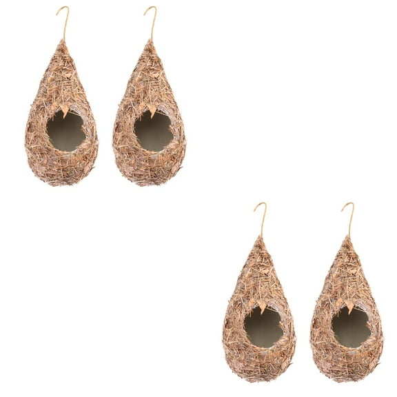 Set of 2 Parakeet Nest Premium Material Bird Artificial Grass