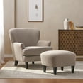 thumbnail image 2 of GDF Studio Gerald Contemporary Boucle Upholstered Club Chair and Ottoman Set, Stone and Matte Black, 2 of 11