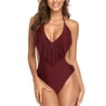 thumbnail image 1 of Lucakuins Bikini de verano de una pieza para mujer, sin mangas, cuello en V, cuello colgante, borlas, natación, verano, playa, traje de baño Lucakuins moda, 1 of 9