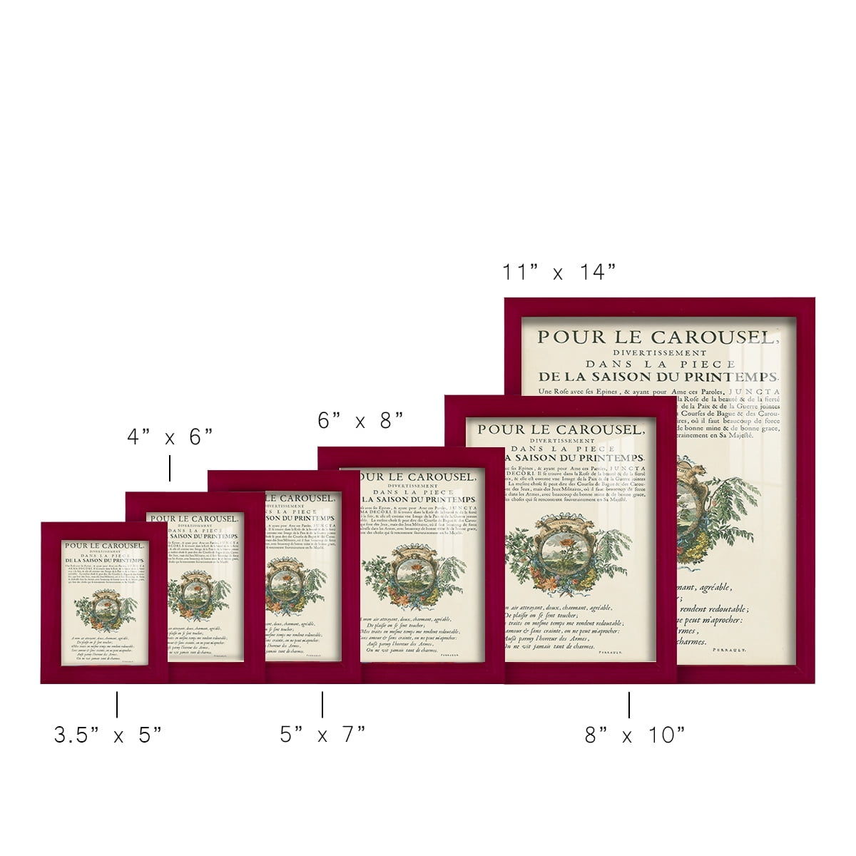 Printed Embellished Bookplate IV - Framed Print w/glass - Cherry Red