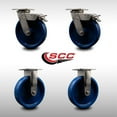 thumbnail image 2 of 8 Inch 316SS Solid Poly Caster Set with Delrin Bearings 2 Brakes 2 Rigid SCC, 2 of 2