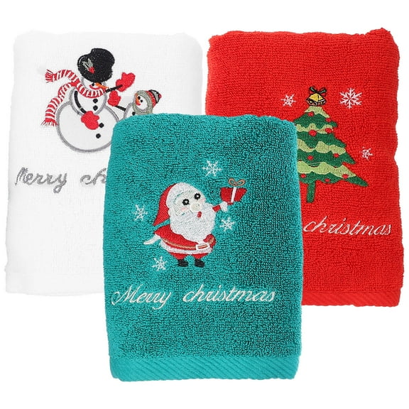 WHAMVOX  3 Pcs Cotton Hand Towels for Bathroom Christmas Festive