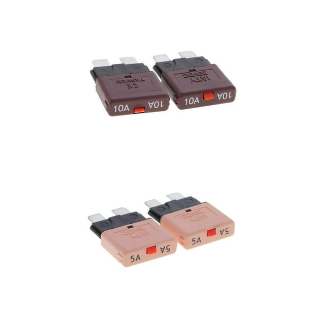 4 Piezas de Fusibles de Universal 5Amp + 10amp Mini para Camión de Automóvil shamjiam Interruptor automático de mini fusible para automóvil
