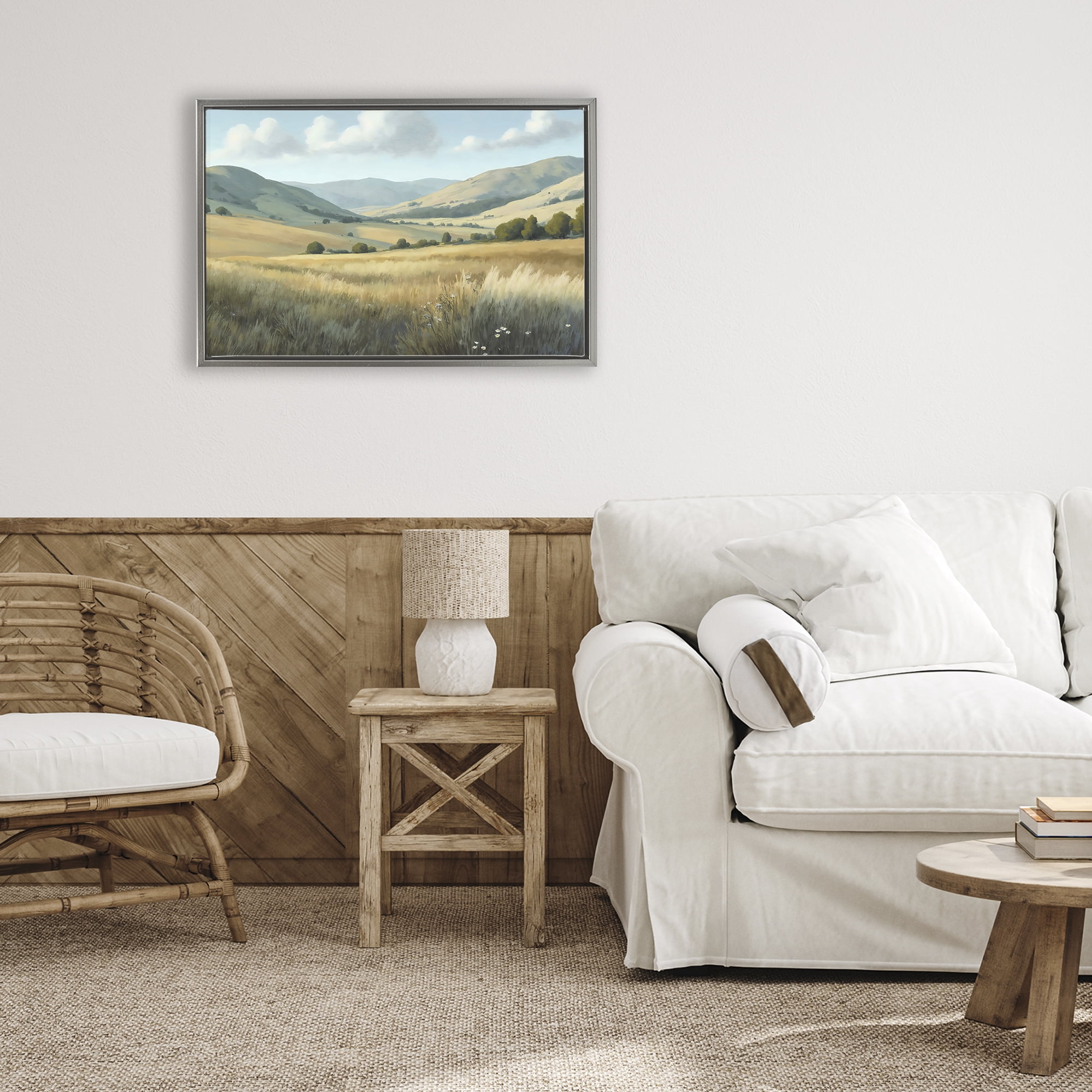 Stupell Industries Rolling Hills at Golden Hour Gray Framed Floater Canvas Wall Art, design by Creative Studio