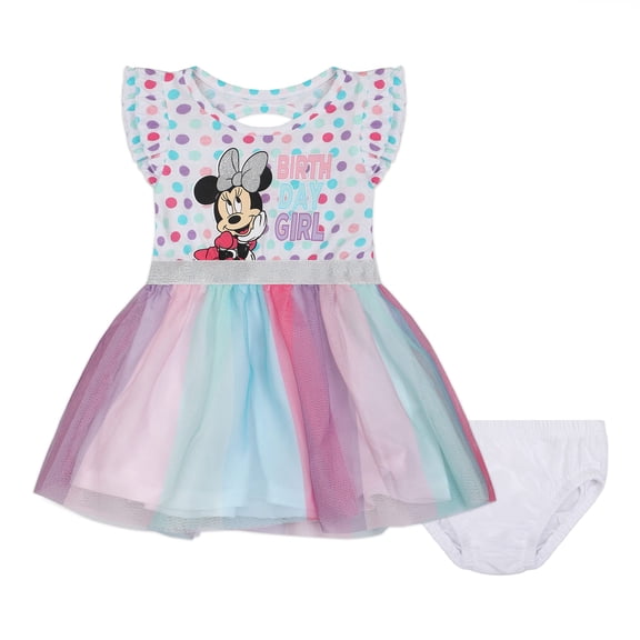 Disney Minnie Mouse Girls Single Birthday Tutu Dress for Infants and Toddlers