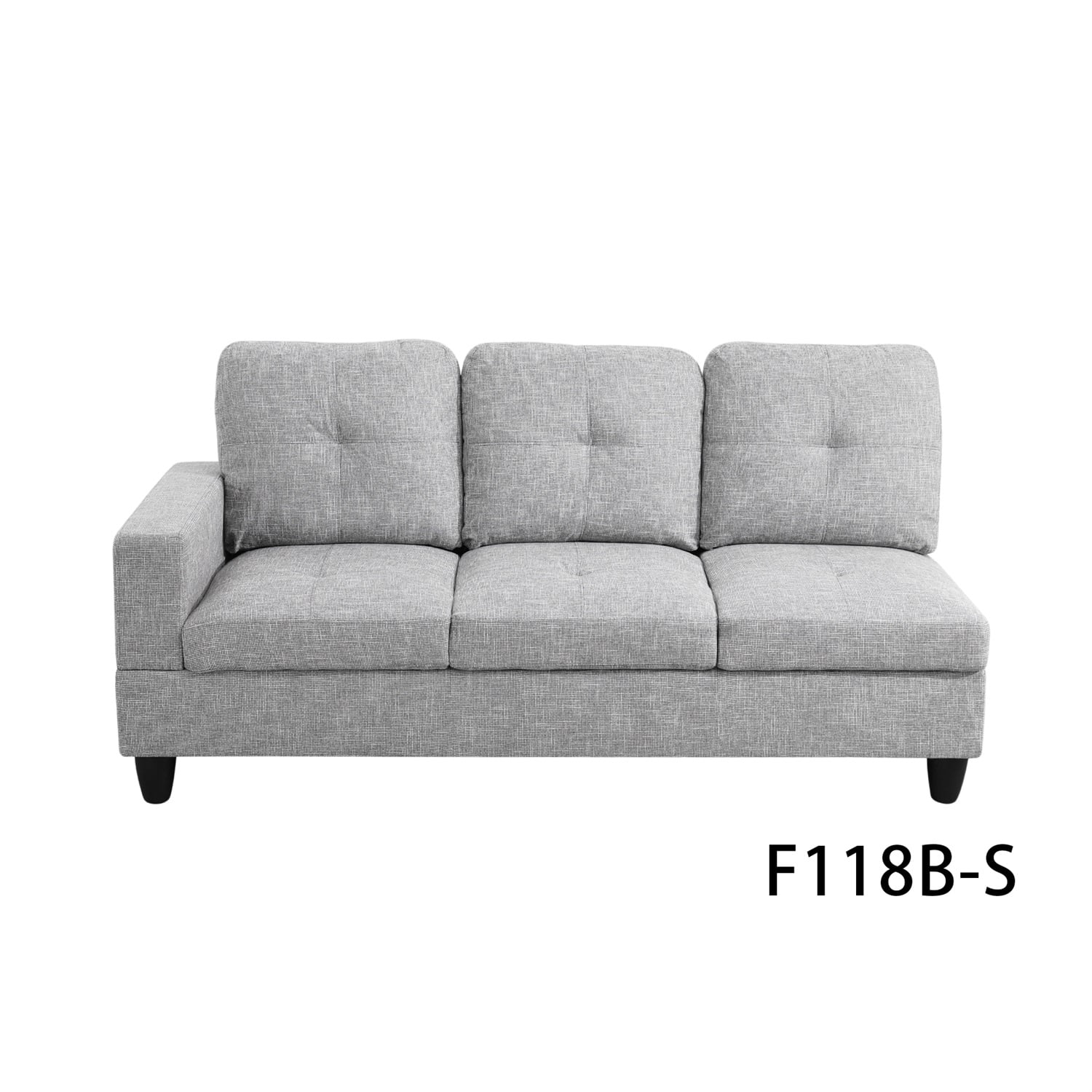 Hommoo Linen Sectional Sofa, 4 Seat Living Room Furniture Sets, Modern L-Shaped Couches and Sofas Set for Home, Light Grey(No Ottomans)