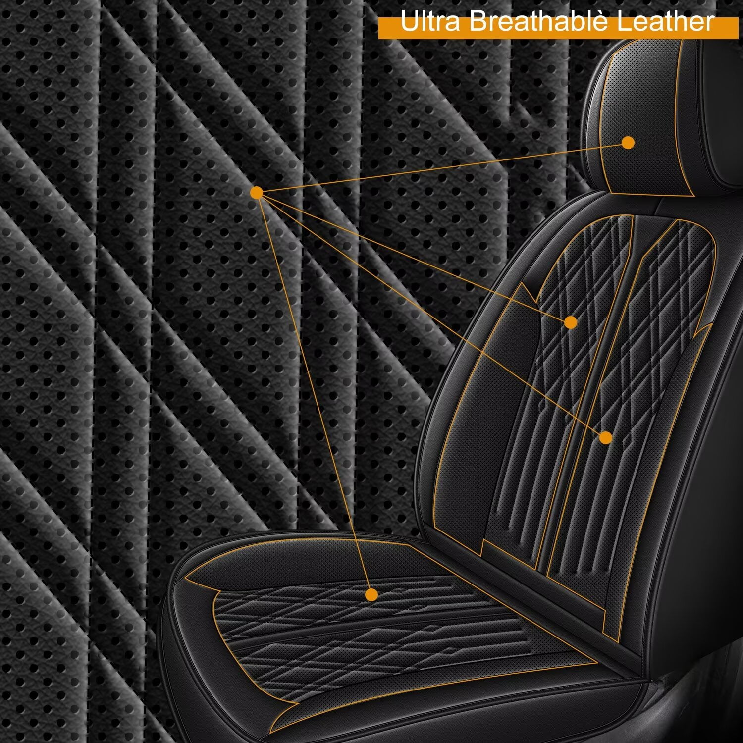DIKSOAKR 2 Front Seat Covers Fit for Toyota Camry 2012-2024 2025 Leather Seat Covers Breathable Waterproof Vehicle Seat Cushion (2 Seat, Black)