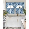 thumbnail image 4 of Blue Botanical Art Swag Kitchen Curtains Sets for Windows 24 Inch Length, Pastoral Watercolor Leaf Modern Short Window Curtain Panels Swags Valances and Tiers 3 Piece Set for Cafe/Dining Room, 4 of 5