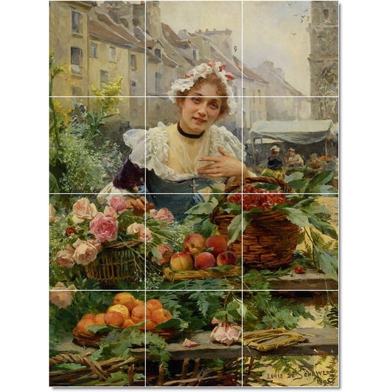 Ceramic Tile Mural-Louis Marie Schryver Women Painting 226. 18" w x 24" h using (12) 6 x 6 ceramic tiles