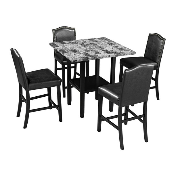 Dining Room Table Set, 5 Piece Dining Table Sets with Leather Dining