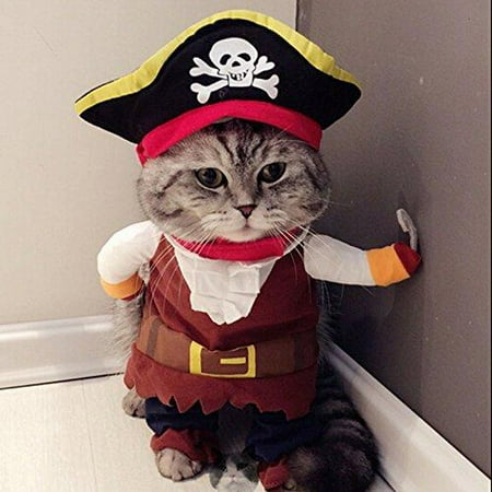 Idepet Funny Pet Clothes Pirate Dog Cat Costume Suit Corsair Dressing up Party Apparel Clothing for Cat Dog Plus Hat M