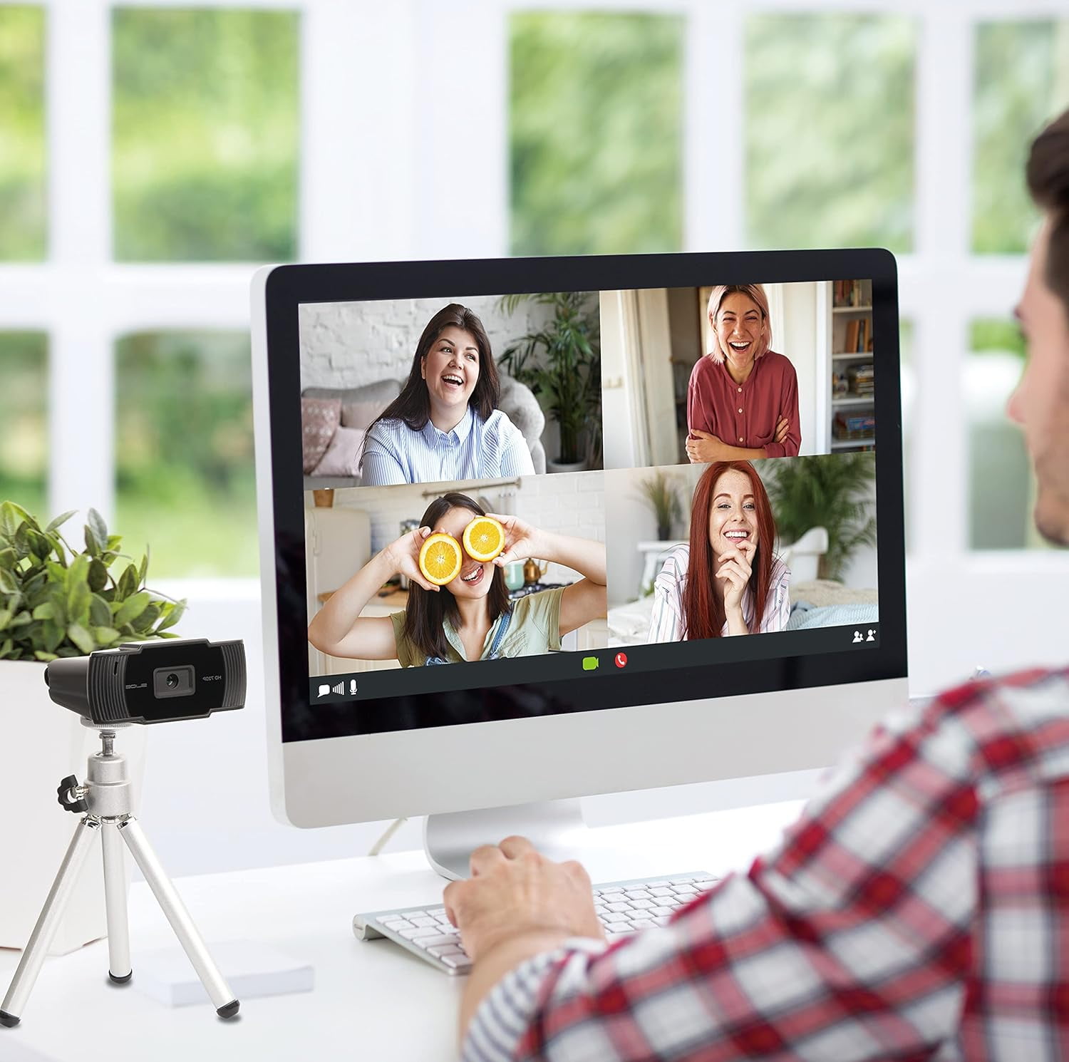 SLIDE INNOVATIONS 720P HD Webcam, Computer Camera with Microphone, Mini Tripod & Privacy Lens