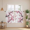 thumbnail image 2 of Pink Flowers Kitchen Curtains 45 Inch Length, Pink Blossoms Botanical Floral Branches Tiers Curtains for Bathroom Bedroom Cafe, Light Filtering Small Window Treatment Short Drapes 2 Panels 42"Wx45"L, 2 of 8
