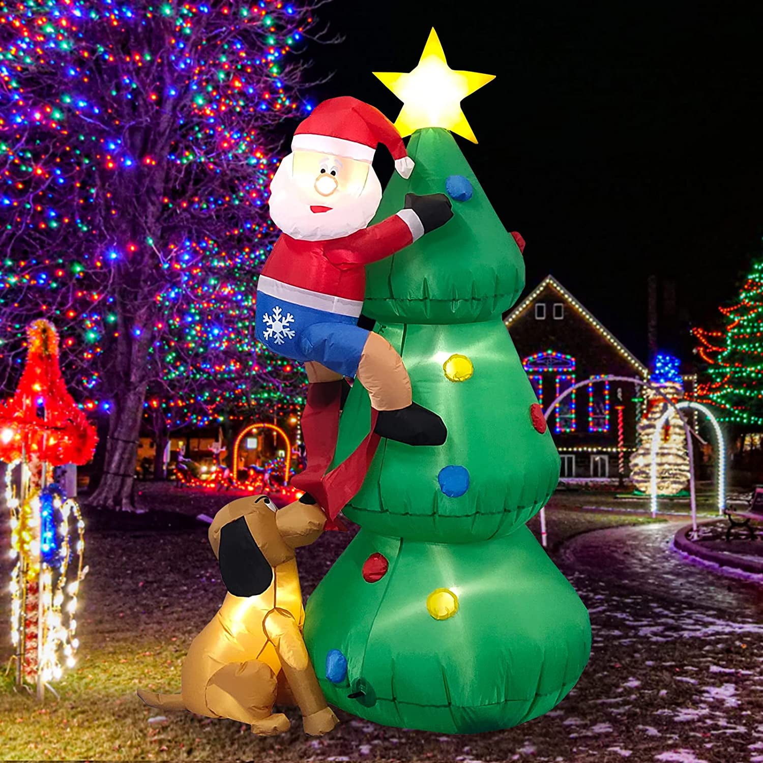 6FT Inflatable Christmas Tree Decoration - Lighted Christmas Blow Up ...