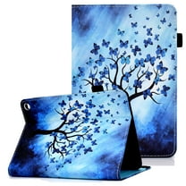 Case for Kindle Fire HD 10 Plus 2021, Fire HD 10.1" 2021 Cover, Allytech Multi-Angle Viewing Stand PU Leather Shockproof Elastic Band Protective Magnetic Closure Case with Smart Sleep,Butterfly Tree