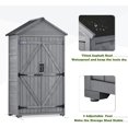 thumbnail image 6 of AngLink 5.8ft x 3ft Outdoor Wood Lean-to Storage Shed Tool Organizer with Waterproof Asphalt Roof, Lockable Doors, 3-Tier Shelves for Backyard (Gray + Wood), 6 of 8