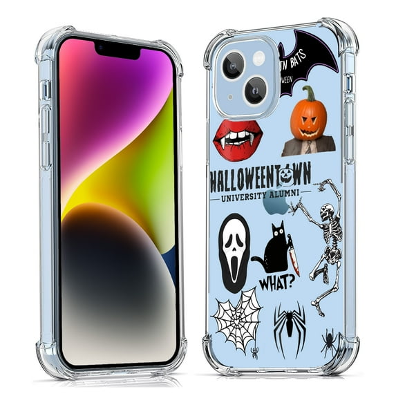 Halloween Bats Clear Case for iPhone 14,Aesthetic Art Design Case for Men Women,Unique Soft Transparent TPU Bumper Case Cover