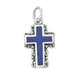 thumbnail image 1 of Sterling Silver 16" Unisex 1.5mm Box Chain Enameled Christian Cross Scrolled Edges Pendant Necklace, 1 of 2