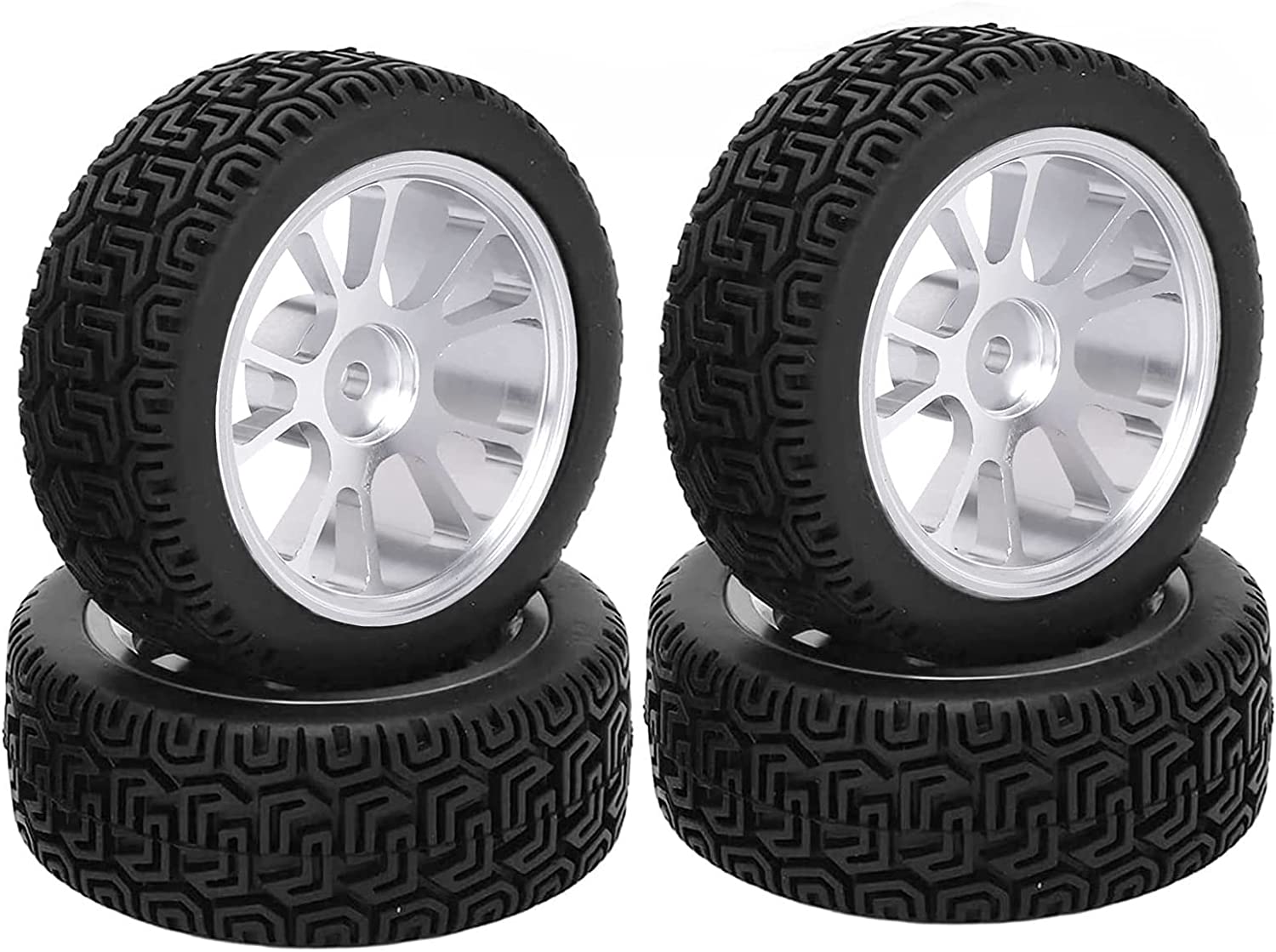 LINLIN 4PCS 1/10 Rally Vehicle Tires 68MM Rubber Tyre Alloy Aluminum ...