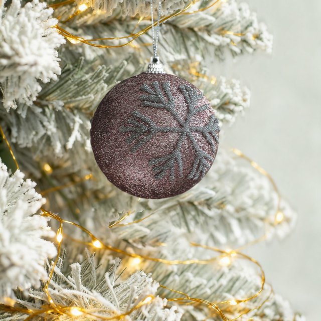 Set de Bolas Navideñas Nevadas | Adornos para Árbol de Navidad En Varios Estilos | Material de Espuma | 8 Cm | Color Rosa | 1 Unidad