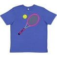 thumbnail image 3 of Inktastic Pink Tennis Racket and Ball Youth T-Shirt, 3 of 5